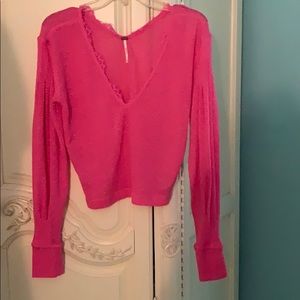 Free people hot pink crochet sweater.